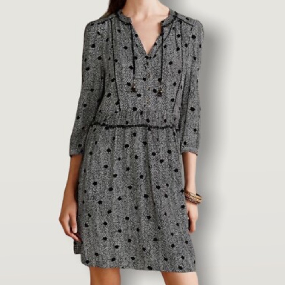 Anthropologist Maeve Black Polka Dot Long Sleeve Dress